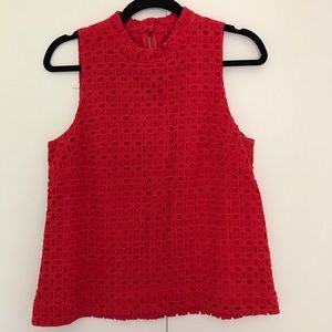 J.Crew Red Eyelet Top